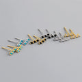 Fine 925 Sterling Silver 18k Gold Plated Mini Geometric Round Color Zircons Row Stud Earrings for Women