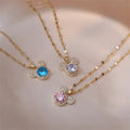 Wholesale New Stainless Steel 18k Gold Plated Cute Fun Diamond Crystal Mouse Pendant Necklace