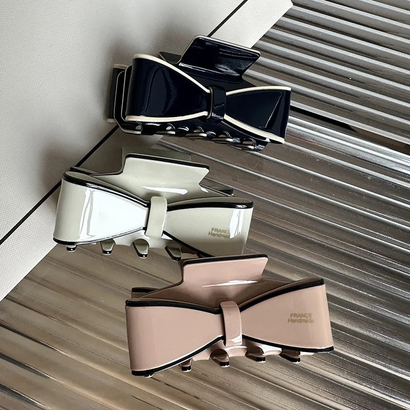 New Acetic Acid Shark Clip French Niche High Quality Design Bow Elegant Updo Clip