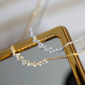 INS Simple Luxury Fancy 14k Gold Plated 925 Sterling Silver Chain Shiny Zircon Row Drill Pendant Necklace for Women Girls