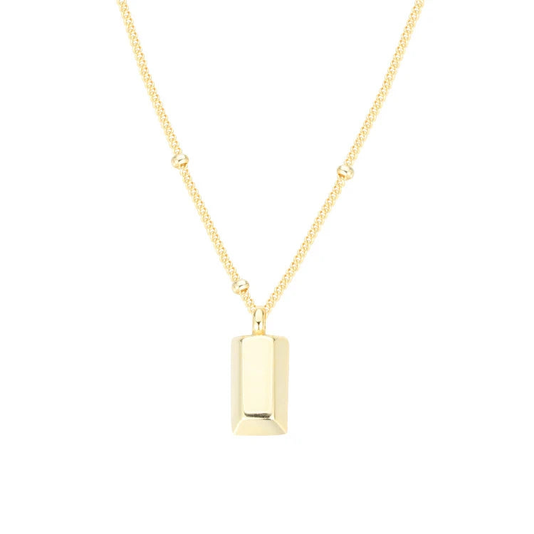 Rectangle Gold bar Necklace in 2022 New Female Sterling Silver Necklace Female High Design Sense Niche Clavicle Chain Female