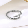 Vintage 925 Sterling Silver Trendy Rhodium Plated Personality Retro Branch Bezel Setting Open Adjustable Ring for Women