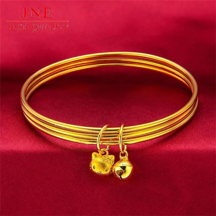 Best-Seller on Douyin Three-Ring Gold-Plated Bracelet Women's Simple All-Match Gold Sansheng CAT III Bracelet
