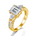 Classic 3 Carat Moissanite VVS1 Clarity 18k Gold Silver 925 Prong Setting Band Engagement Wedding Rings White Gold