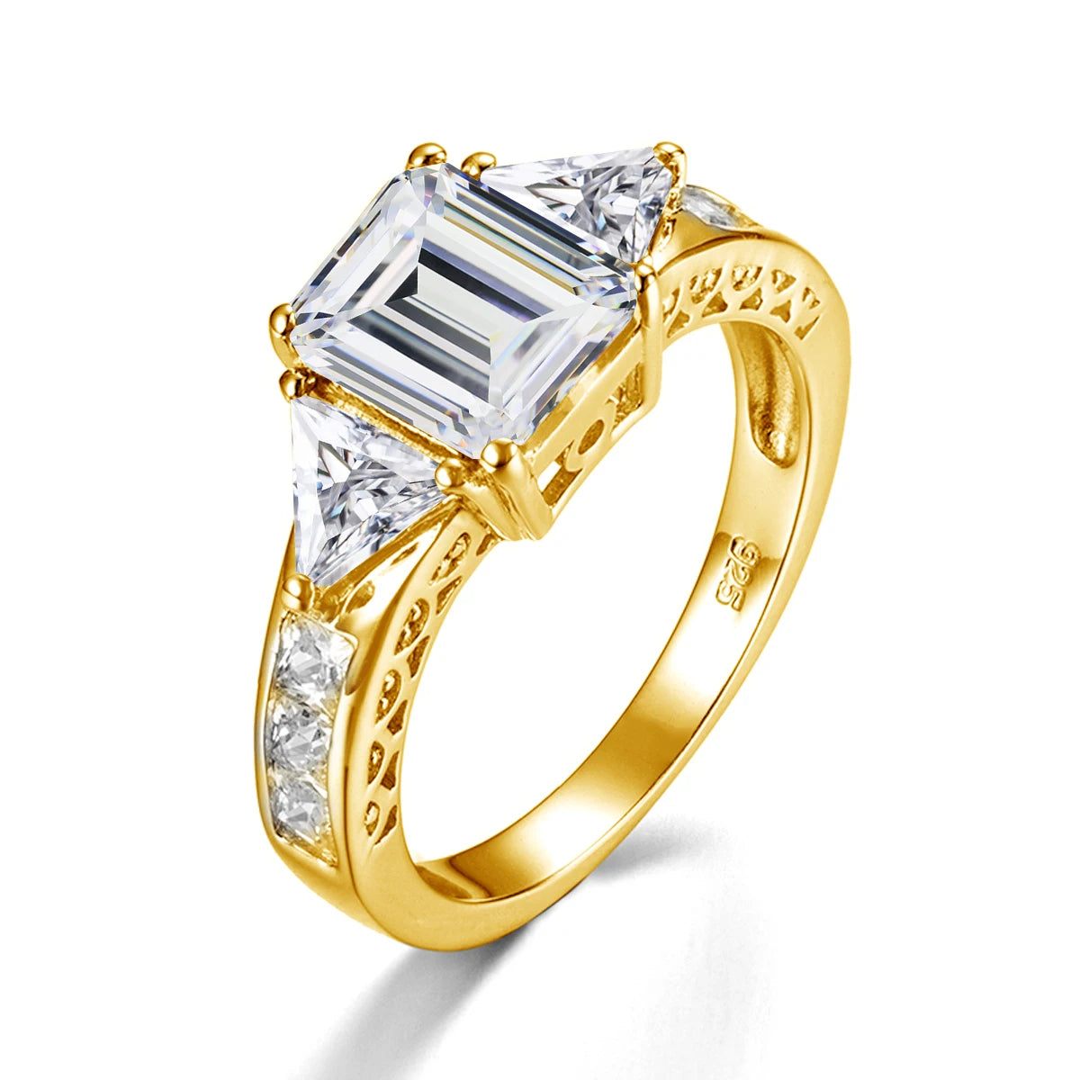 Classic 3 Carat Moissanite VVS1 Clarity 18k Gold Silver 925 Prong Setting Band Engagement Wedding Rings White Gold