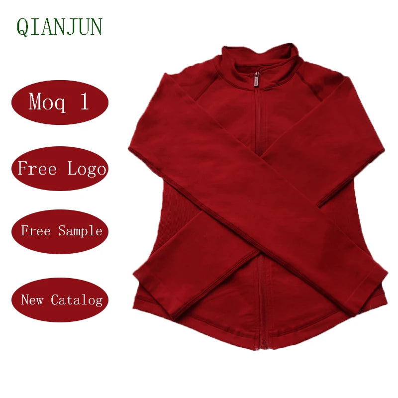 Wholesale Fitness Sportswear for Women Solid Color Yoga Jacket Breathable Gym Workout Top