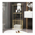 Factory Price  White Marble Base Gold Bathroom Shelf SUS 304  Luxury Bathroom Towel Rack Flooring Toilet Storage Shelf