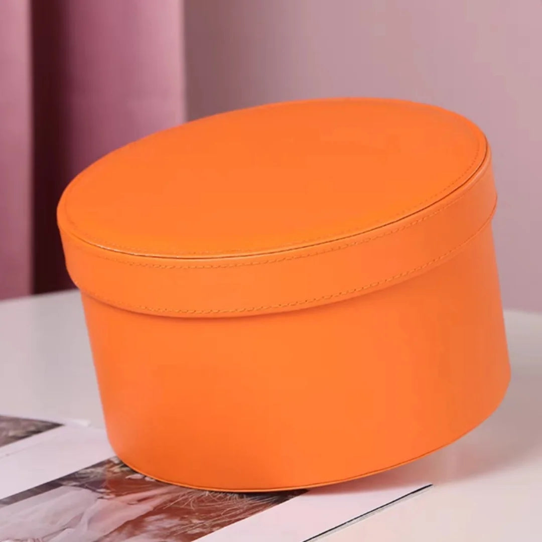 Customized Luxury Round Leather Wedding Favors Gift Box High-End with Embossed Logo and Matt Lamination