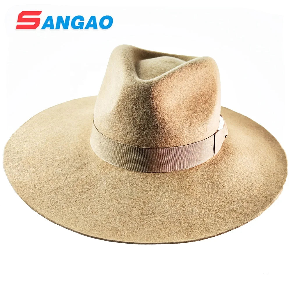Making Large Camel Stetson Fedora Hat Wool Men Customized Fur Felt Hats Rabbit for Jewish or Festival Wool Felt