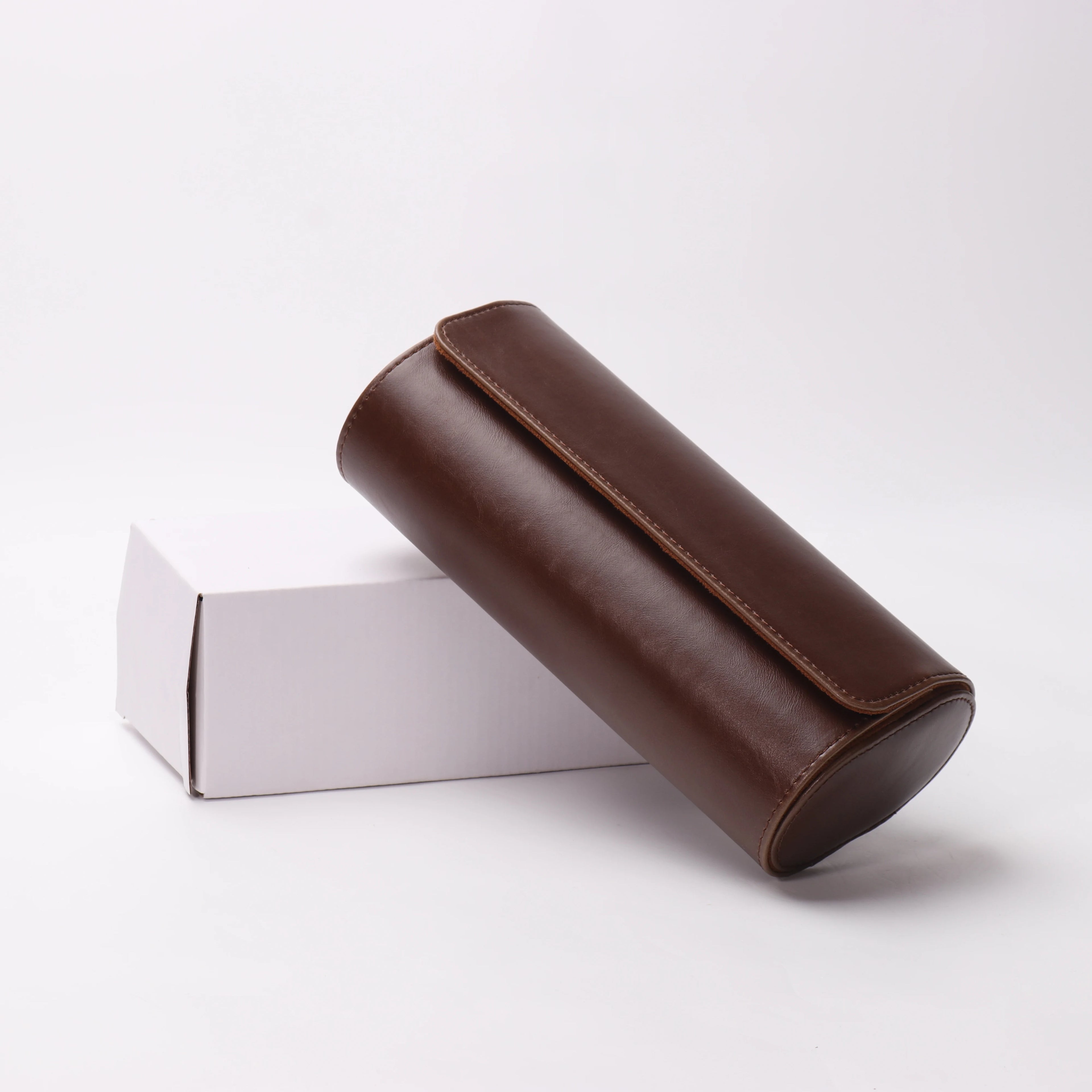 Wholesale in Stock Fast Ready to Ship Factory Leather 3 Slots Travel Watch Roll Case Box for Men