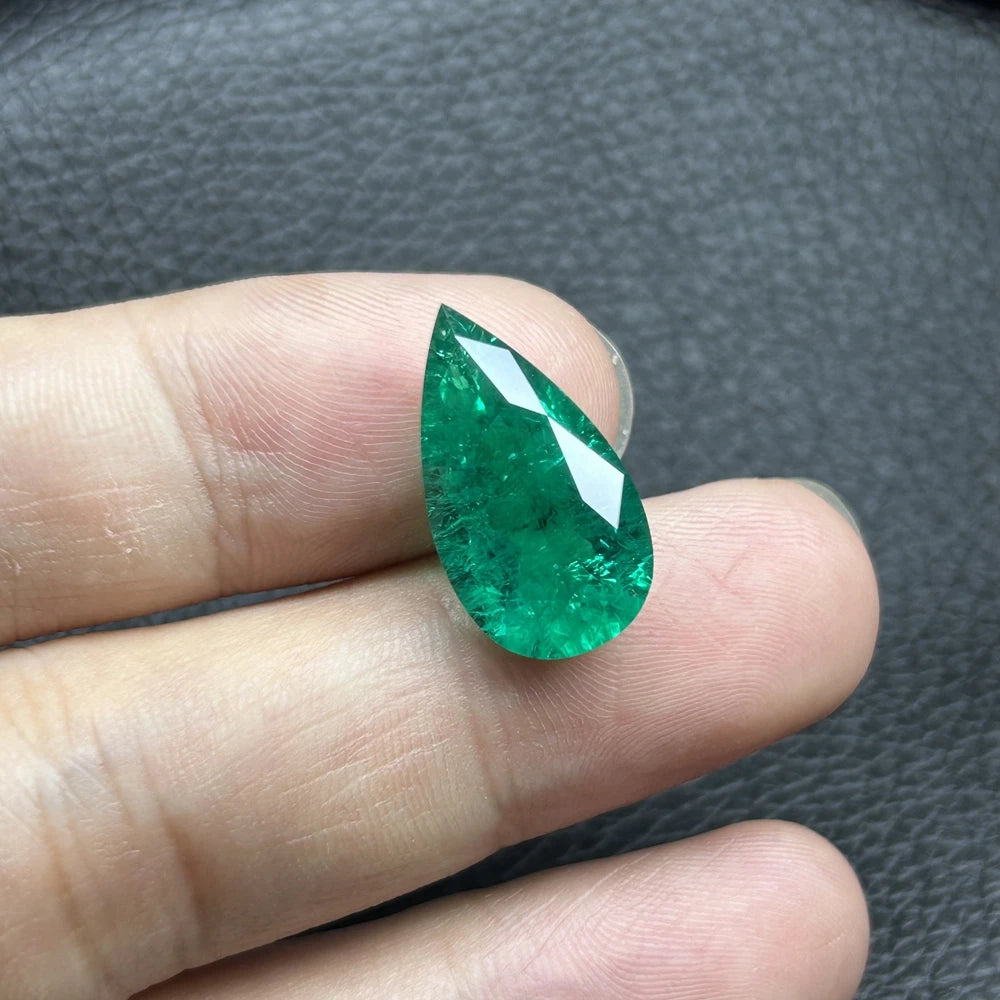Pear Emerald 11x20mm 8CTS Colombia Lab Grown Emerald Stone Hydrothermal Created Emerald Beads