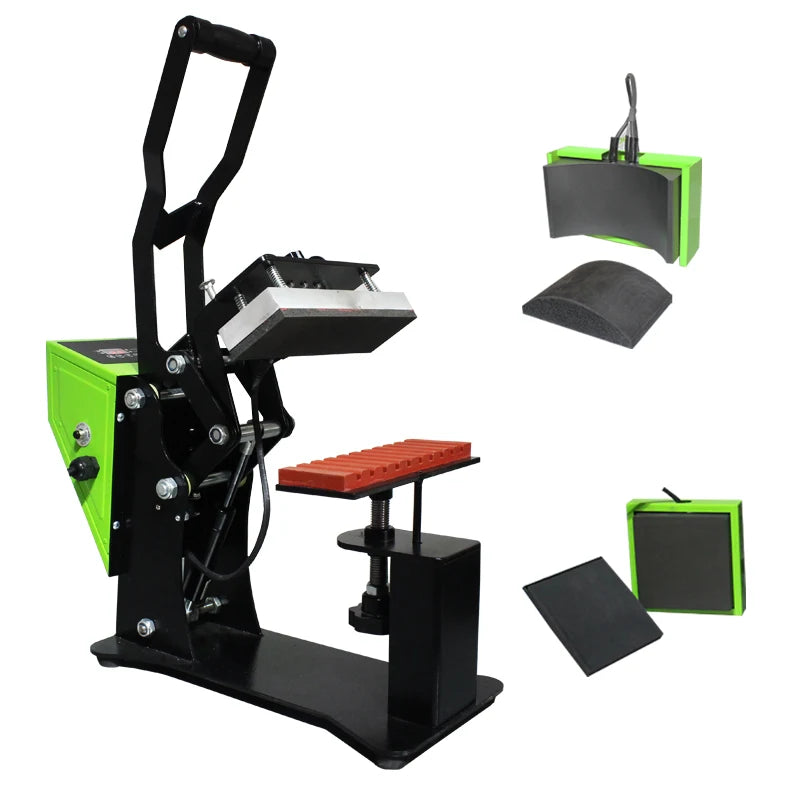 Cap Label Pen CE Heat Press Machine Print Heat Transfers 3in1 9cmx15cm Cap Plate+12cmx12cm Flat Plate+10in1 Pen Heater 5 Years