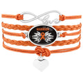 Cure Beat Multiple Sclerosis Fighter MS Survivor Love Be Brave Faith Believe Hope Mom Orange Awareness Ribbon Leather Bracelet