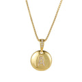 QiuHan Initial Letter Necklace Copper 26 A-Z Charm Zircon Necklace