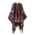 2023 New Hot Selling Custom Reversible Elegant Double Faced Oversized Lady Women Winter Wrap Ruana Cape Cardigan Poncho Shawl