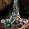 Bohemian Irregular Natural Stone Beaded Necklace Chakra Tumble Stone Necklace Energy Yoga Meditation Jewelry for Women Girls