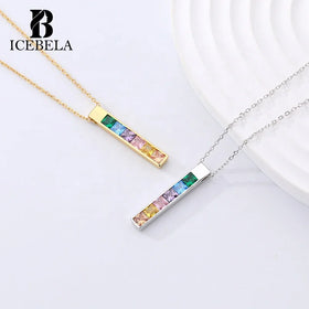 Newest S925 Silver Rainbow Cubic Zirconia Pendant Necklaces Women Clavicle Chain Personalized Fine Jewelry Necklaces for Women