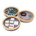 Small 25cm Round Bamboo Velvet Jewelry Box Watch and Household Storage Organizer