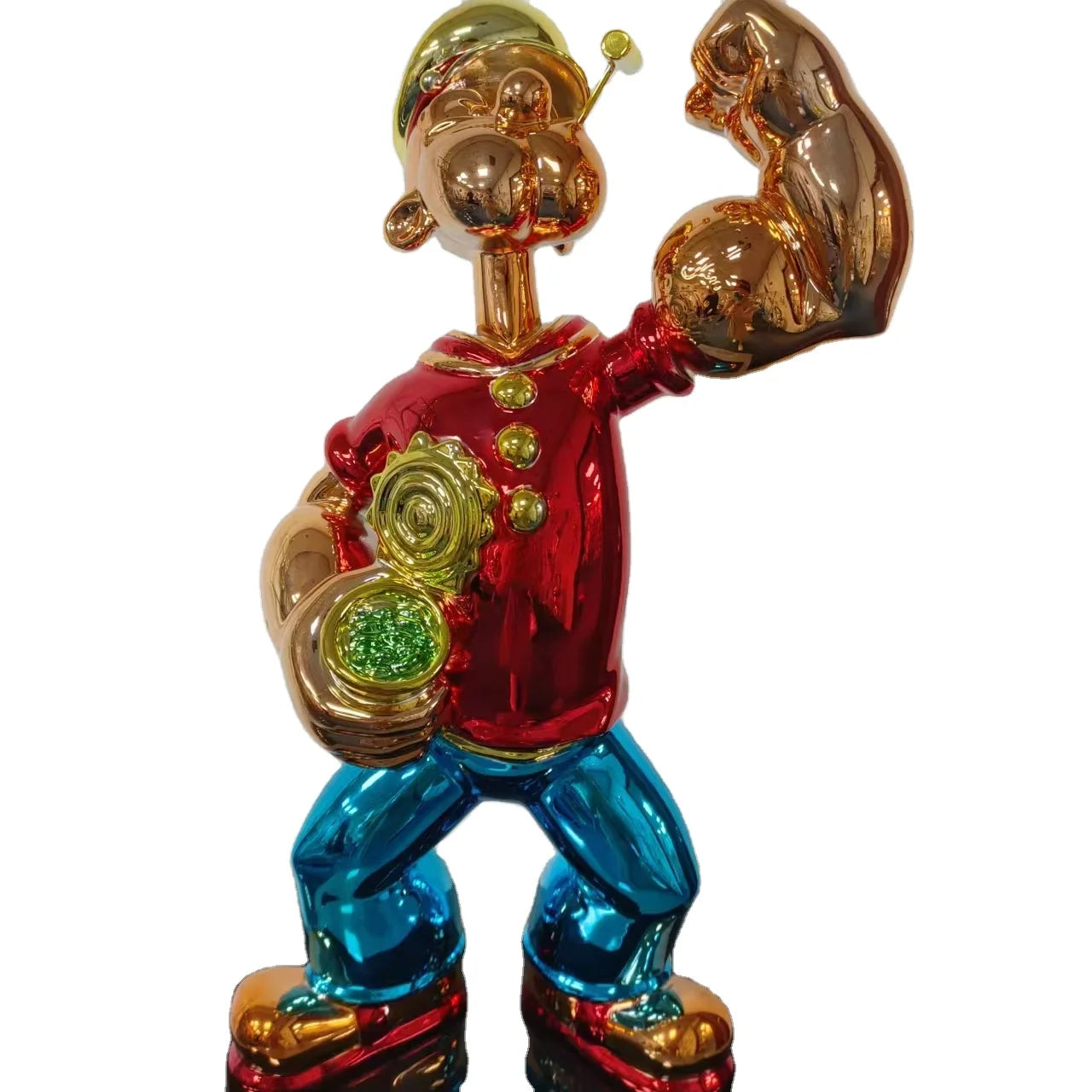 Wholesale Electroplating Custom Color Pop Art Sculpture Decoration Popeye Statue Fiberglass Life Size Sculpture