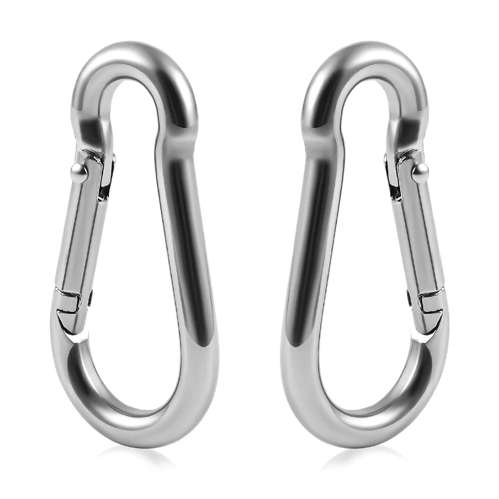 Evorte 316L Stainless Steel Punk Style Wedding Gift Spring Clasp Ear Hanger Weight Ear Plug Heavy Dangle Silver Chunky Hoop