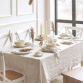 Hemstitch Beige Cotton Linen Tablecloth Wedding Banquet Reusable Washable Table Cloths for Events Dinner Custom Table Covers