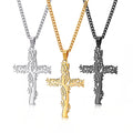 Hot Custom Jesus Mens Christian Men's Vintage Tree Pendants Stainless Steel Cross Chain Pendant Fashion Tree Jewelry Necklace