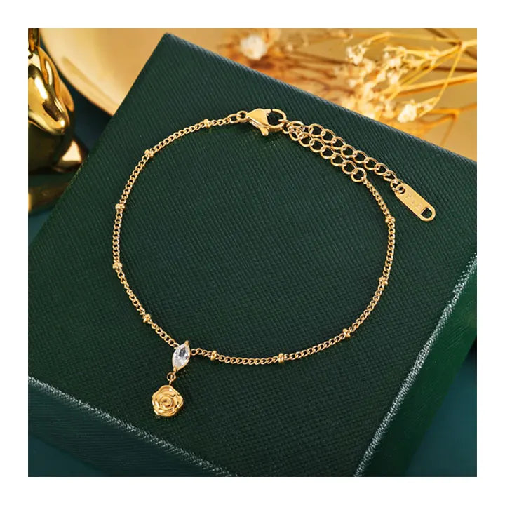 HOVANCI Bijoux Acier Inoxydable Personnalisable Jewlery Bracelet Women Waterproof Stainless Steel Vintage Rose Bracelet