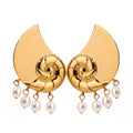 Summer Beach 18k Gold Stainless Steel Jewelry Conch Elegant Beads Pearl Earrings