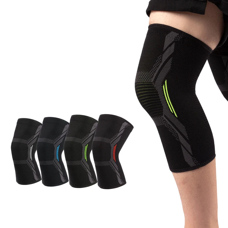 2071#Compression Knee Protector Sports Knee Support Knitted Knee Sleeve with Silicone Gel Anti-Slip