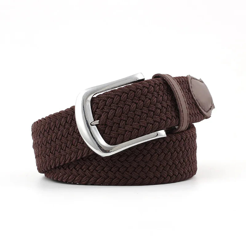 Men's Multiple Colors Adjustable Braided Stretch Leather Elastic Stretch Belt With Customizable Logo
