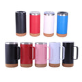 16oz Rubber Wood Soft Bottom Hot Sale Mug 304 Stainless Steel Insulation Cup American Style Office Cup Coffee Cup With Handle