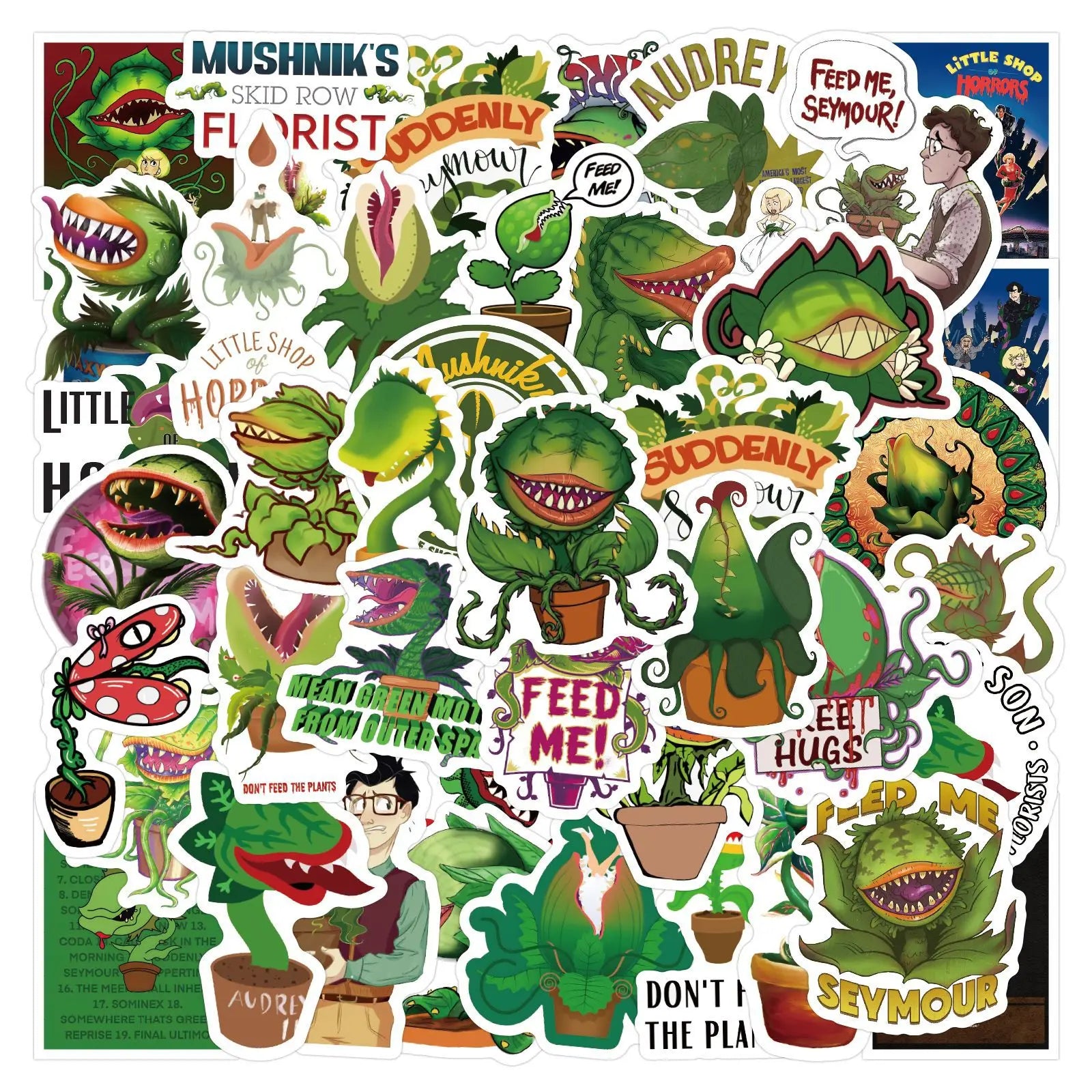 60PCS Classic USA Comedy Horror Plant Music Drama the Little Shop of Horrors Sticker