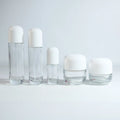 Customized Logo Matte White Cosmetic Jar 50g/100ml Screw Cap Glass Skin Care Set Packaging for Facial Cleanser & Serum