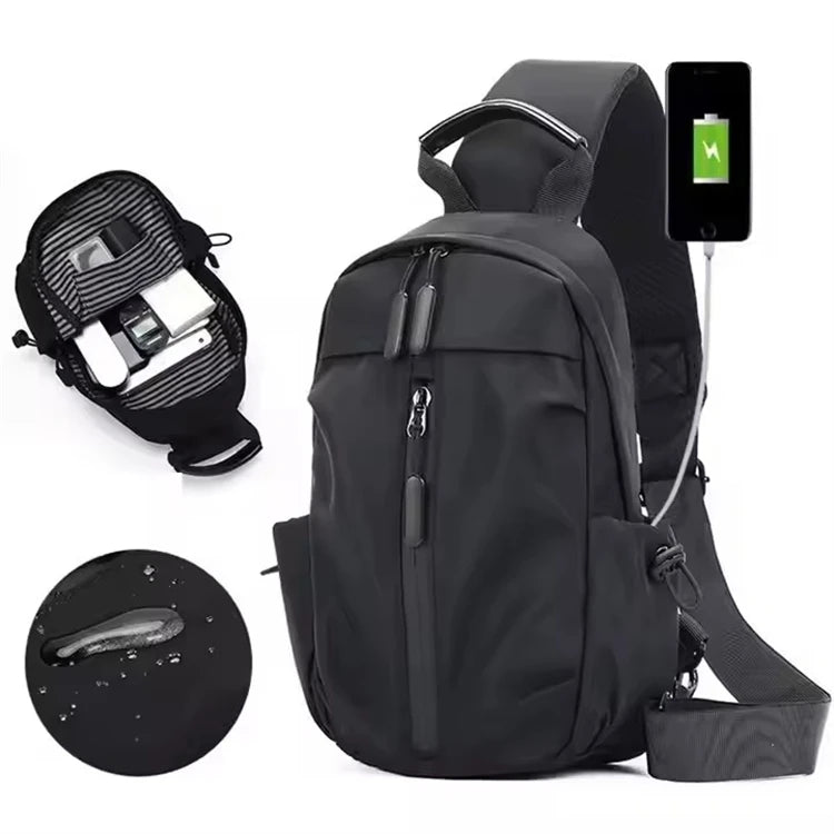 Custom Oem Multifunctional Outdoor Casual Reflective Small Fanny Designer Sport Anti Theft Men Chest Bags with Usb Charging