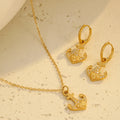 2025 Zircon Anchor Stainless Steel Jewelry Set for Women 18k Gold Charm Hoop Earrings and Sea Anchor Sailor Pendant Necklace