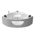 China Bathtub Two Person Acrylic Bathtubs Whirlpools Fan Shape Corner Whirlpool Bath Sex Bathtub with Faucet and Two Pillows