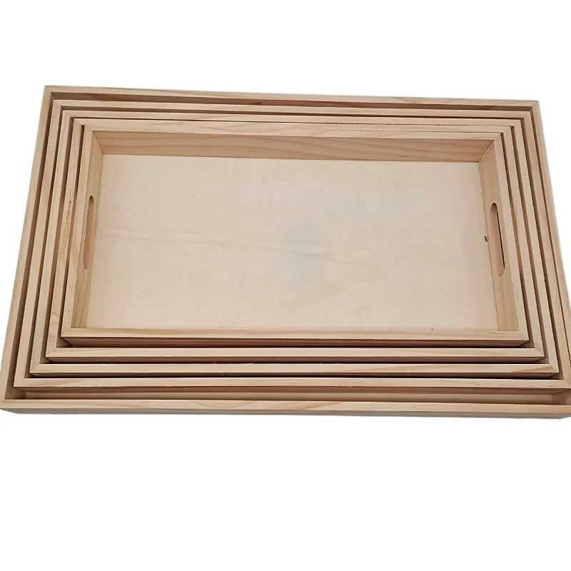 Home Kitchen Party Wooden Nested Rectangle Serving Storage Trays Wood for Pastries Snacks Mini Bars Chocolate Food