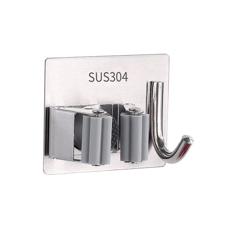 Stainless Steel Mop Holder Broom Hanger Storage Rack Kitchen Bathroom Brush Organizer Holder Wall Mounted Mop Hook