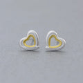 925 Sterling Silver Double Heart Simple Personality Two Color Matching 2025 New Korean Women's Fashion Earrings