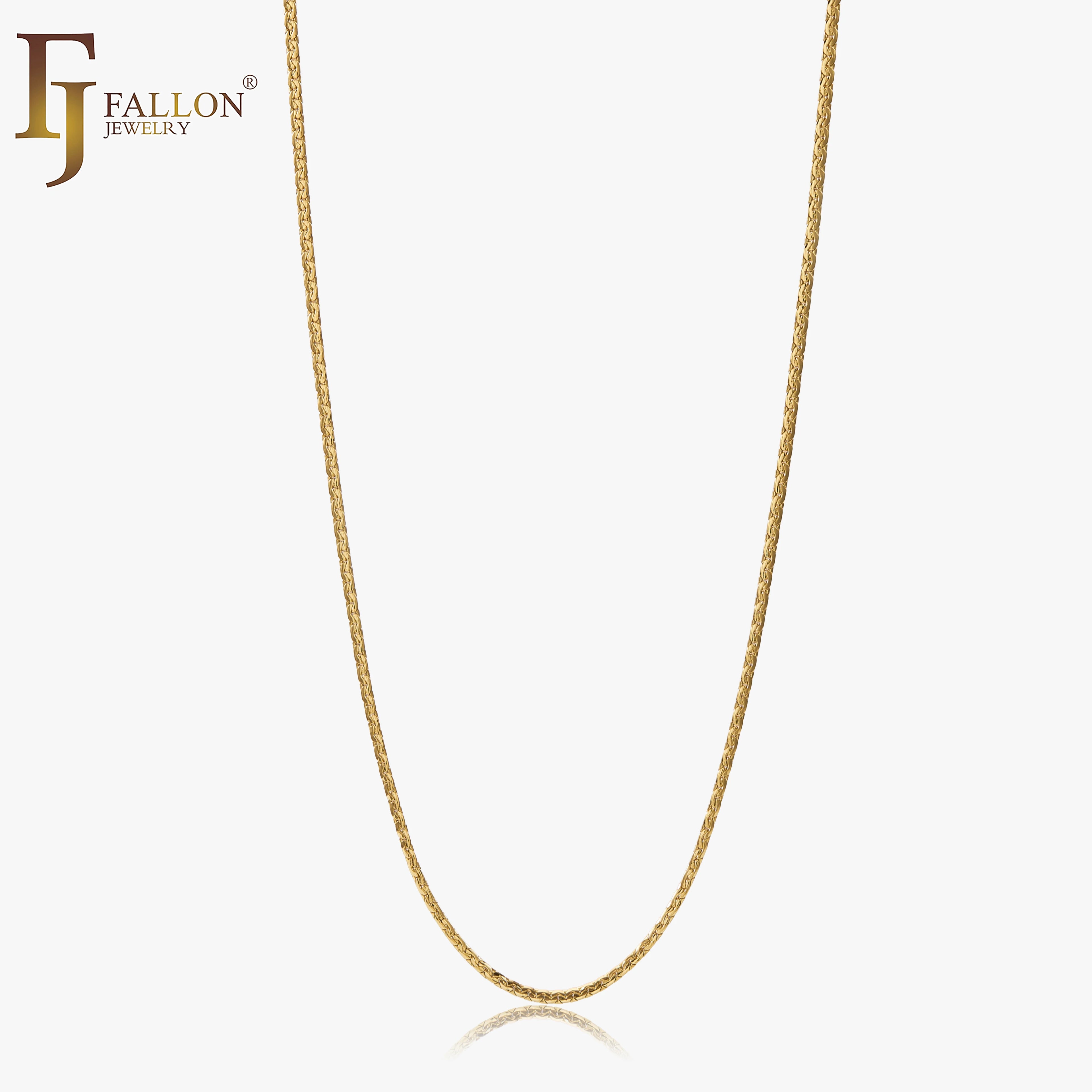 FJ Fallon Fashion Jewelry Round Glossy C Link Chain Plated in 14K Gold Brass Based