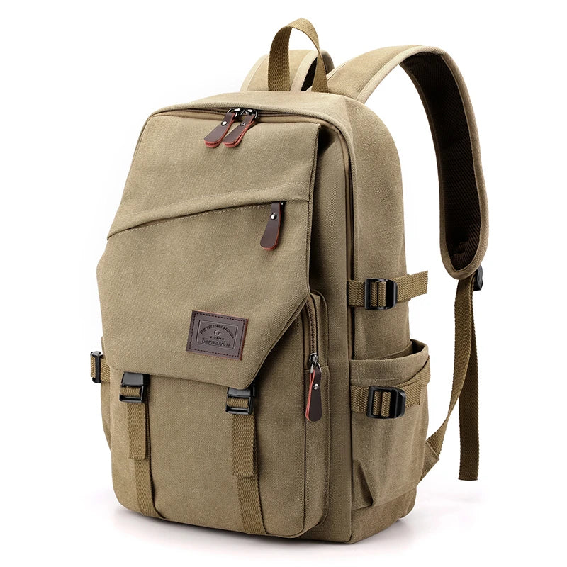 2022 New Arrival Custom Logo Large Capacity Canvas Backpack Durable Vintage Laptop Back Bag Student School Rucksack