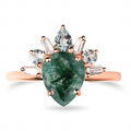 Solid 925 Sterling Silver 18K Gold Plated Ring Green Moss Quartz Ring Best Style Sliver Factory Jewelry