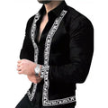 S-5XL Men's Autumn Fashion Print Mid Youth Long Sleeve Shirt CASUAL SHIRTS
