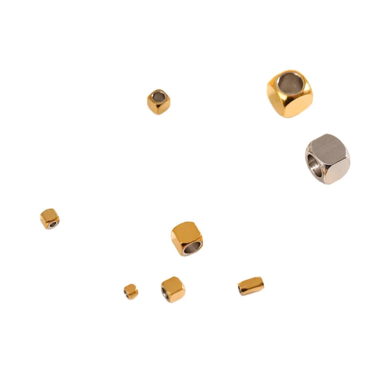 Color Preserving Square Spacer Beads Geometric Jewelry Accessories Loose Beads Gold Plated Brass 3D Spacer Beads