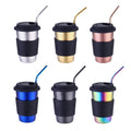 350ml/500ml Factory Directly 304 Stainless Steel 18/10 Metal Travel Cup Coffee Mugs with Straw and Lid