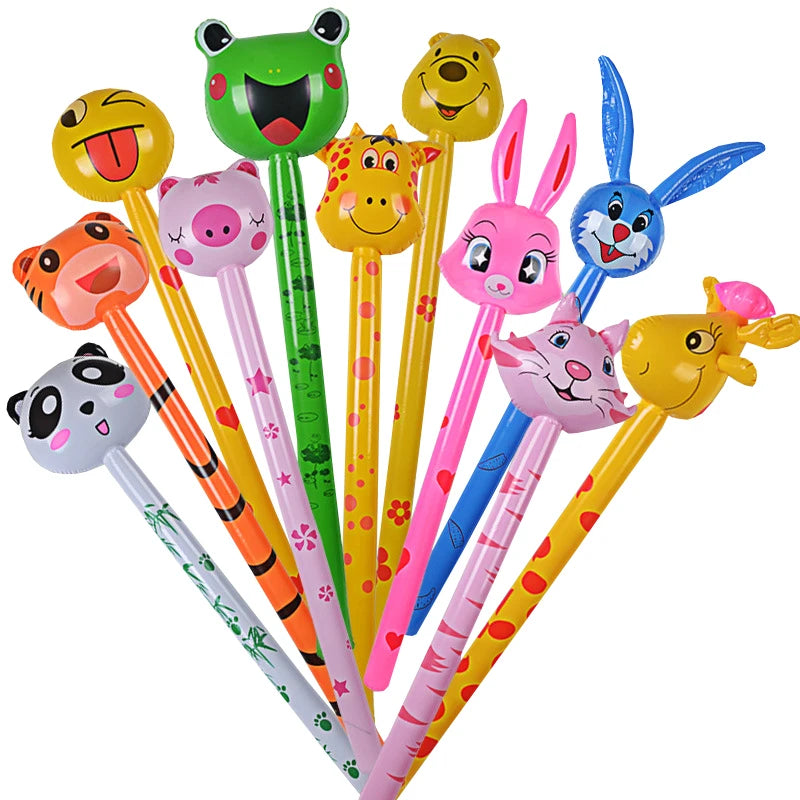 Popular Cartoon Inflatable Animal Stick for Children Gifts Inflated Long Rod Party Decorations