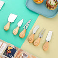 Creative Smiley Face Wooden Handle Cheese Knife Set 6pcs Stainless Steel Charcuterie Board Accessories for Kids Party Gift