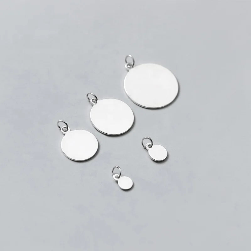 Vintage Sterling Silver 925 Custom Hiphop Round Pendant Charms for Necklace Jewelry Making