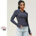 Wholesale Ribbed Push up Fish Bone Modification Zip up Jacket Hooded Elasticity With Thumb Hole Sports Gym Active Yoga Jacket