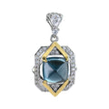 Charming Rhodium and Gold Plated 925 Silver Jewelry Natural London Blue Topaz Pendant for Women's Party Wear